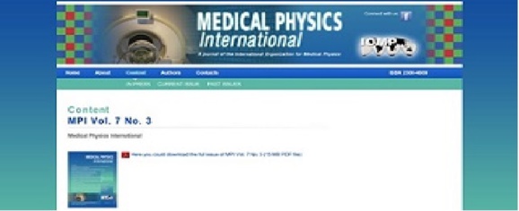 New issue of the IOMP Journal Medical Physics International New issue of the IOMP Journal Medical Physics International