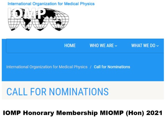 IOMP Honorary Membership MIOMP (Hon) 2021