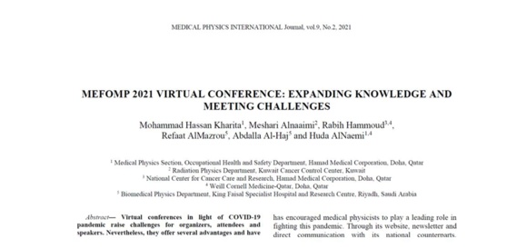 New Article About Virtual 2021 MEFOMP Conference Published in the MPI Journal New Article About Virtual 2021 MEFOMP Conference Published in the MPI Journal