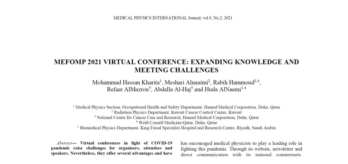 New Article About Virtual 2021 MEFOMP Conference Published in the MPI ...