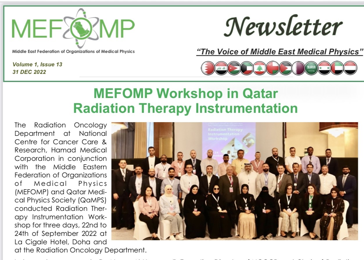 Thirteenth Issue of the MEFOMP Newsletter